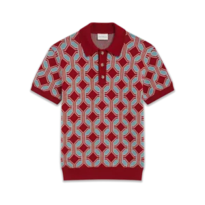 La Maille Polo Géométrique - Red & Grey